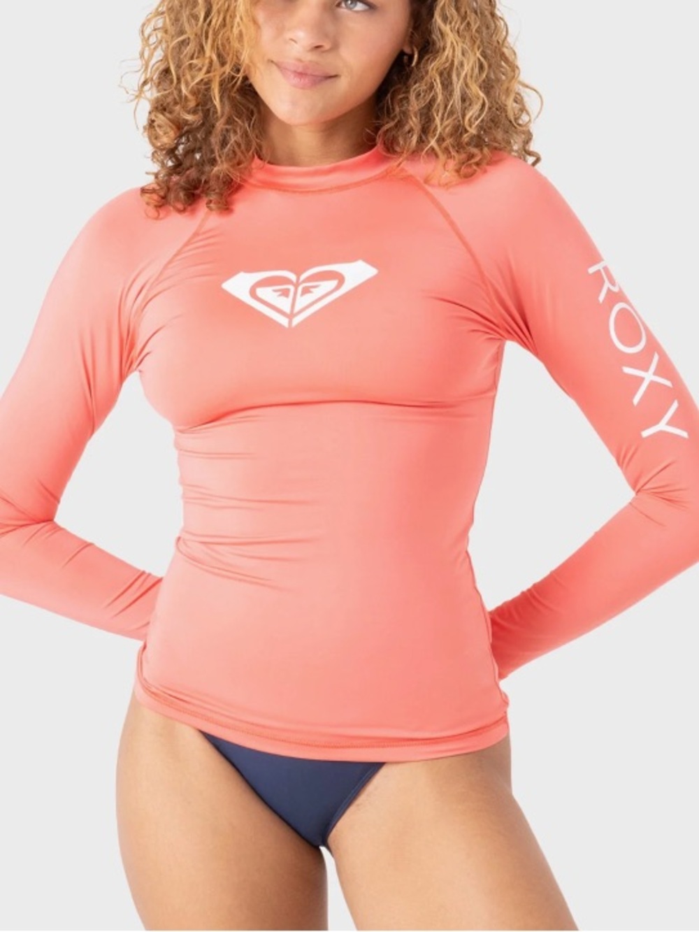 ROXY GIRLS Whole Hearted Long Sleeve Rashguard, Light Pink, Medium 8-10, NWOT